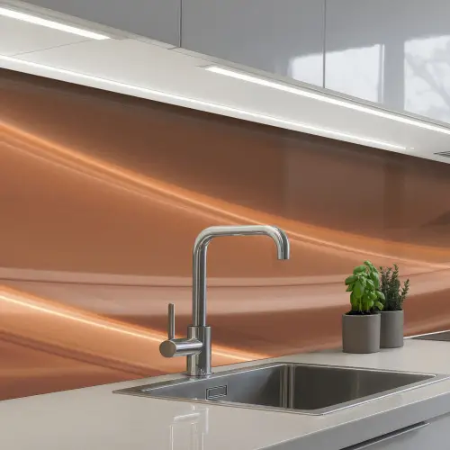 Golven - Abstract - Bruin keuken achterwand 2 middel -3d_schuin