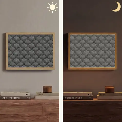 Waaier - Motief - Grijs Light Box met batterij (Wandlamp) middel 907 -sfeer3