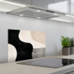 Abstract - Japandi - Beige - Modern keuken achterwand spatscherm klein -3d_schuin