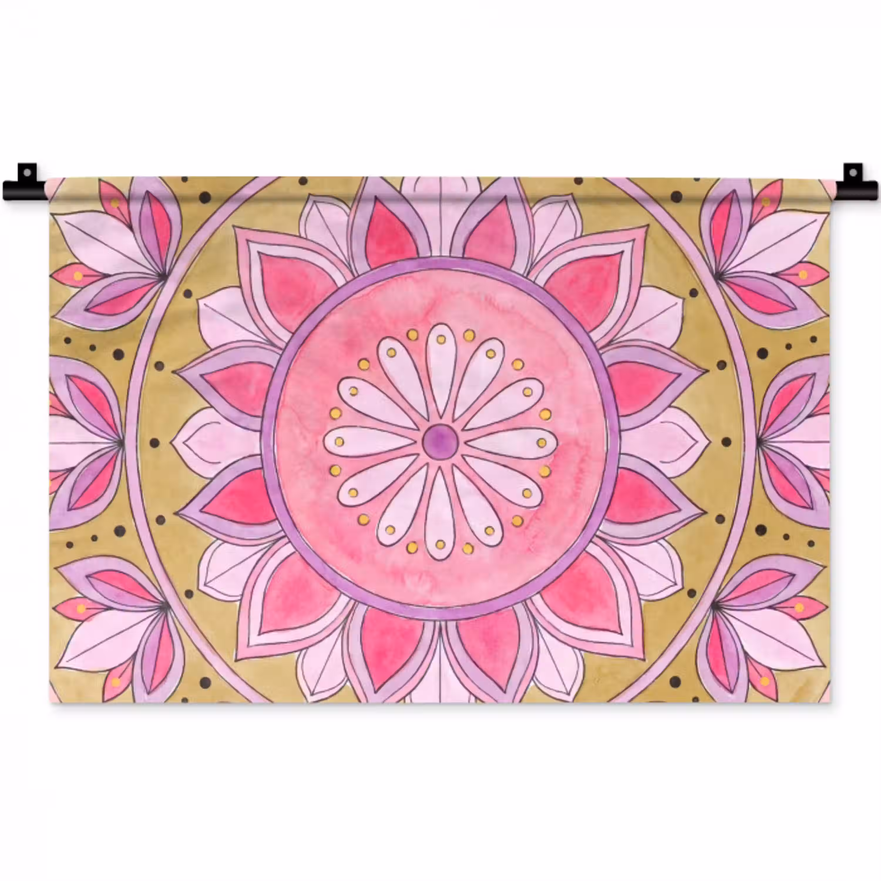 Mandala - Patroon - Kunst - Aquarel - Roze Wandkleed katoen klein -zz3d