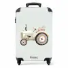 Beige vintage tractor in pastel groene kleuren NBS - Handbagage koffer - Kinderen Unisex middel -productfoto_recht