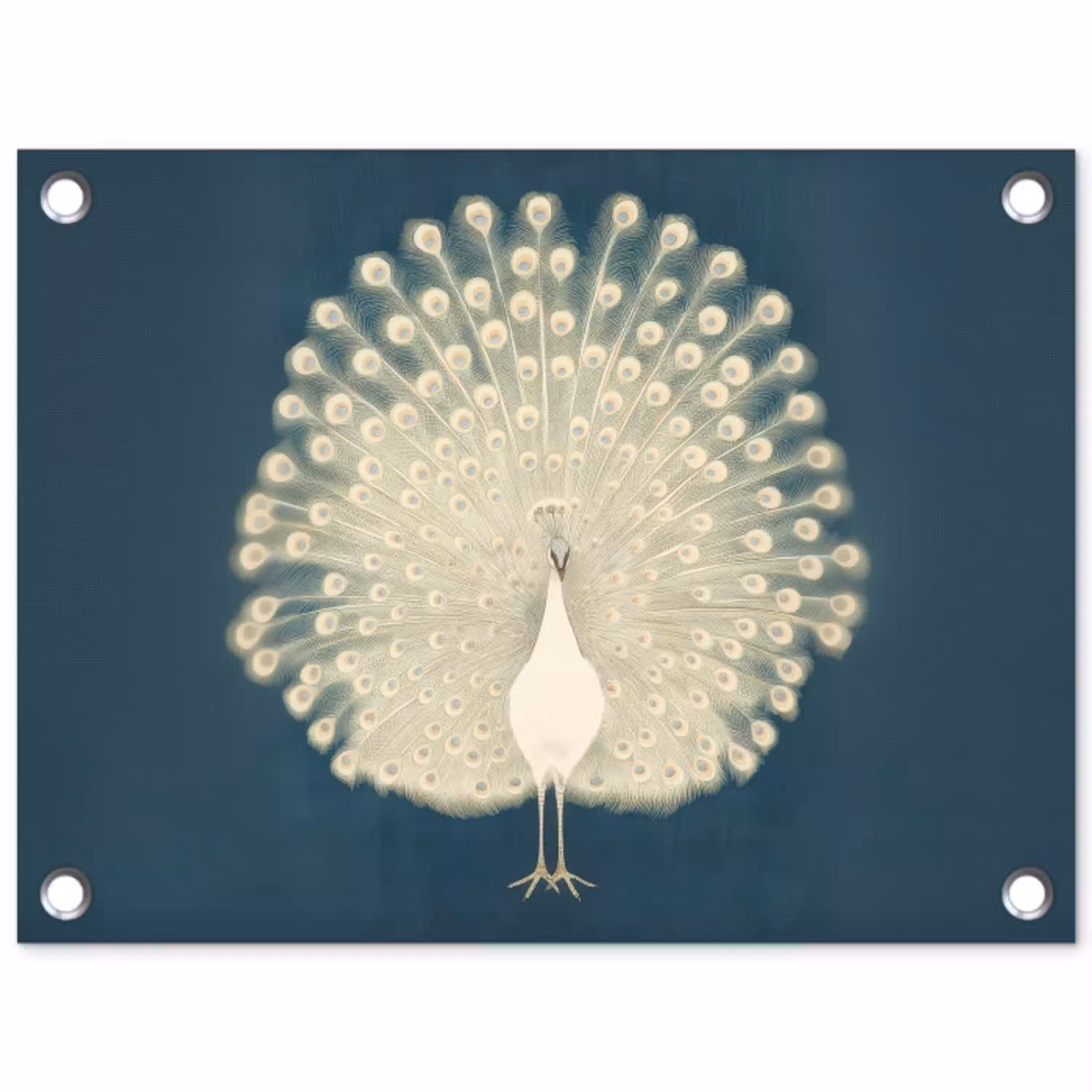 Vogel - Blauw - Vintage tuinposter los doek klein -3d