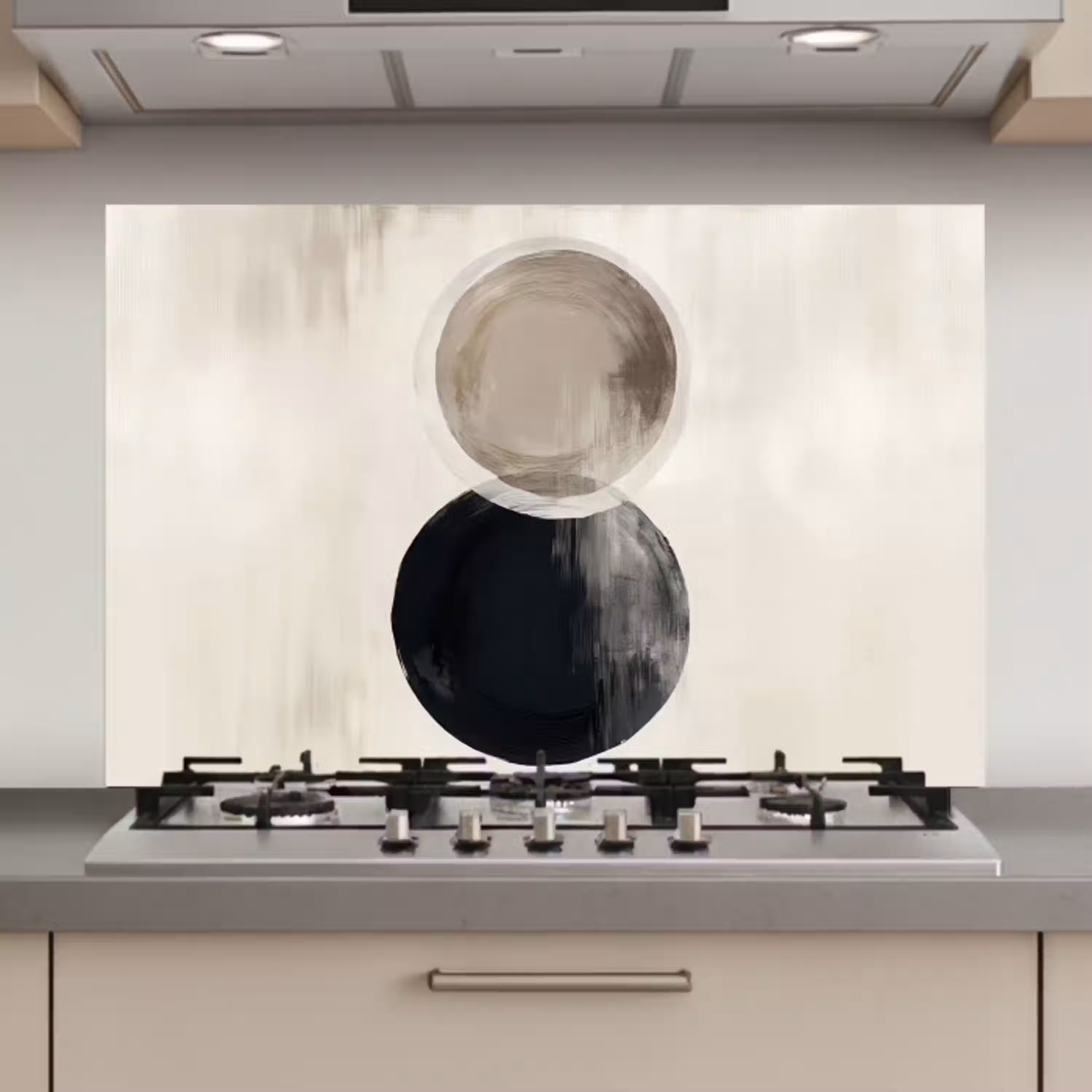 Cirkels - Vorm - Beige - Abstract keuken achterwand spatscherm klein -3d_website
