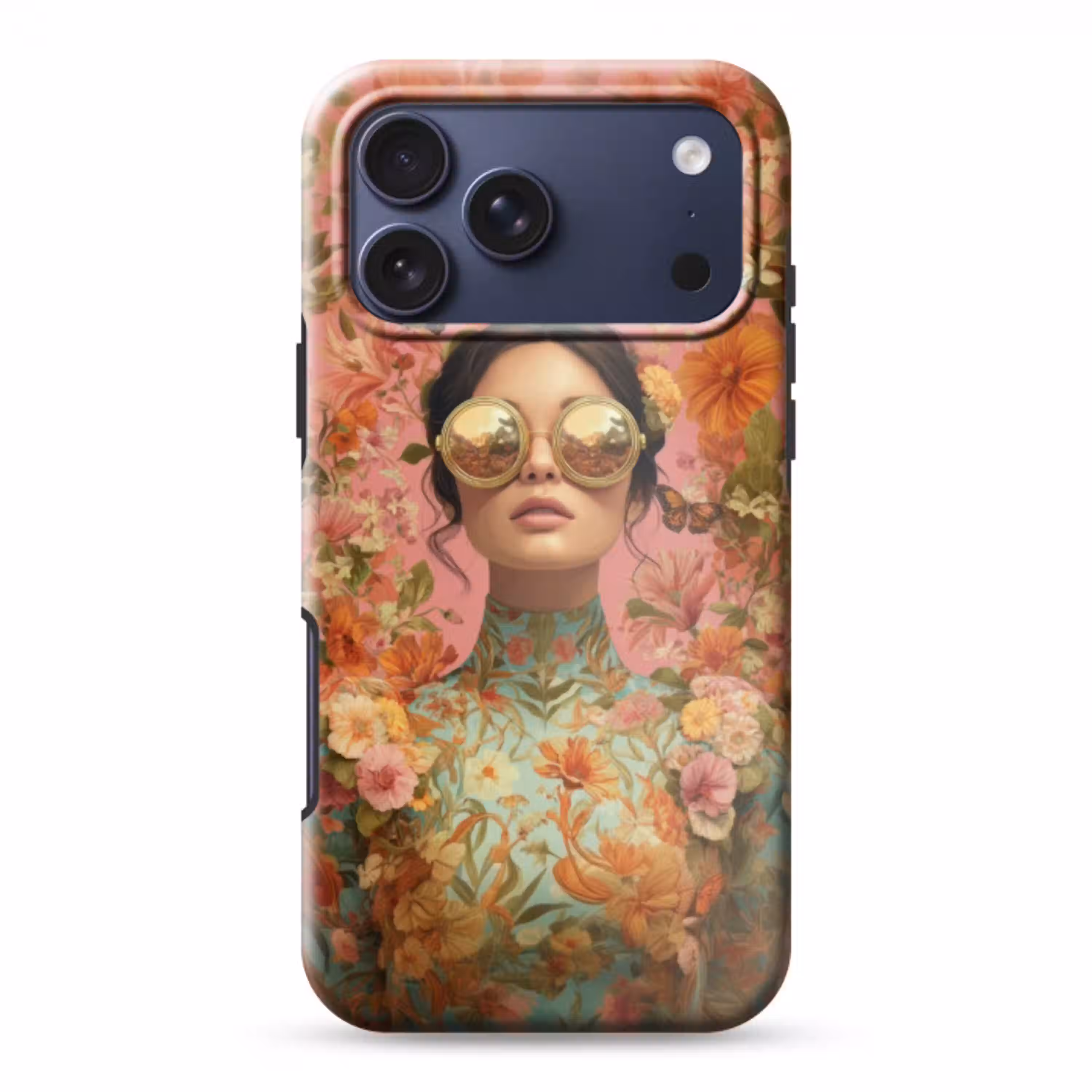 Vrouw - Bril - Roze - Bloemen Toughcase MagSafe Apple iPhone 17 Pro Max klein -3d