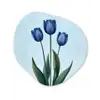 Tulpen - Blauw - Bladeren Wandcirkel Organisch Plexiglas middel -3d