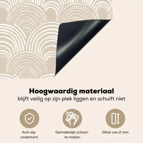 Golven - Structuur - Beige Inductie beschemer met haakjes klein 777 -ky-onderkant-nl