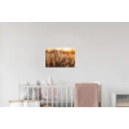 Rietpluimen - Gras - Zonsondergang - Goud - Serene Muursticker klein -kinderkamer