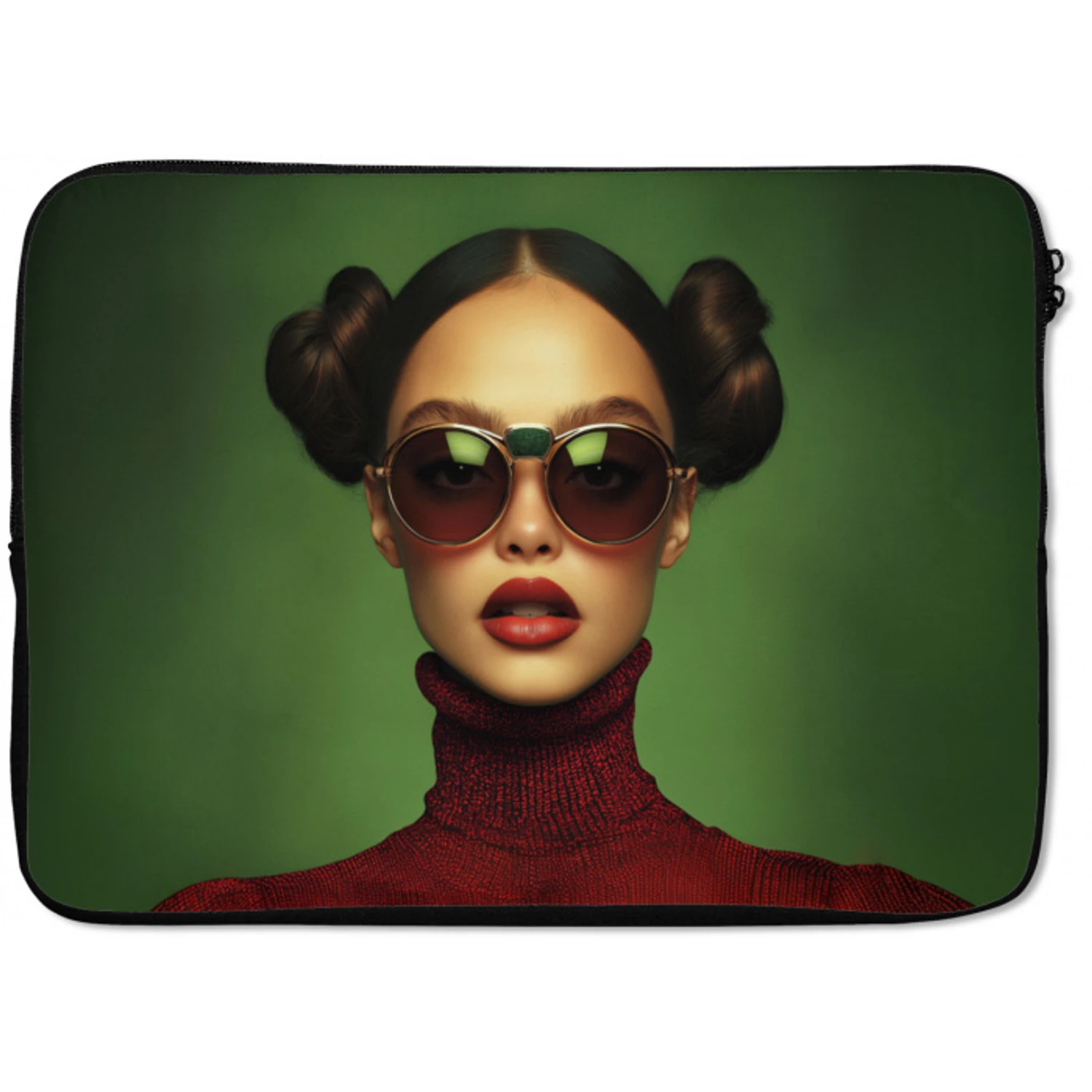 Vrouw - Groen - Bril - Aesthetic - Modern laptophoes neopreen klein -zkaufland3dotto