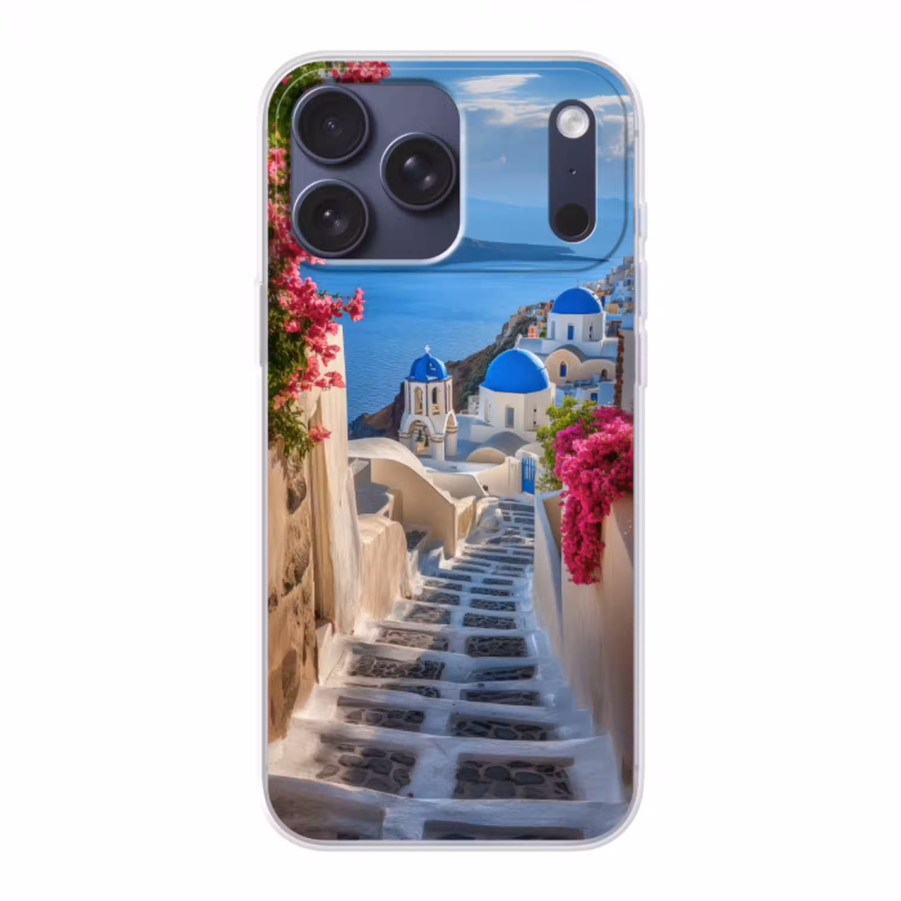 Santorini - Bloemen - Griekenland Telefoonhoesje iPhone 17 Pro Max klein -3d