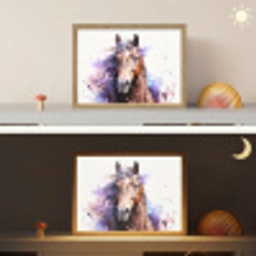 Paard - Dieren - Meisjes - Paars - Bruin Light Box met batterij (Wandlamp kind) middel -sfeer3_kind