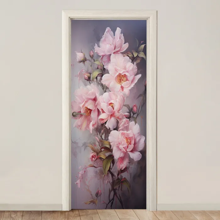 Rozen - Bloemen - Roze - Kunst - Watercolor deurposter klein -3d_beige