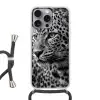 Luipaard - Zwart - Wit - Oog Hoesje iPhone 16 Pro Max met koord klein -3d