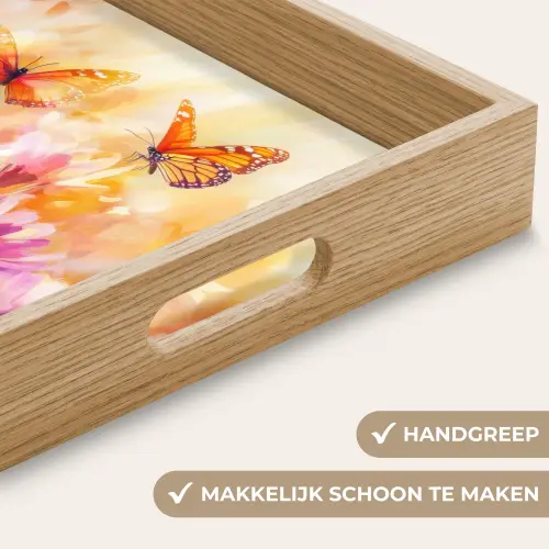 Vlinders - Oranje - Bloemen Dienblad Rechthoek middel -USP_HandgreepNL