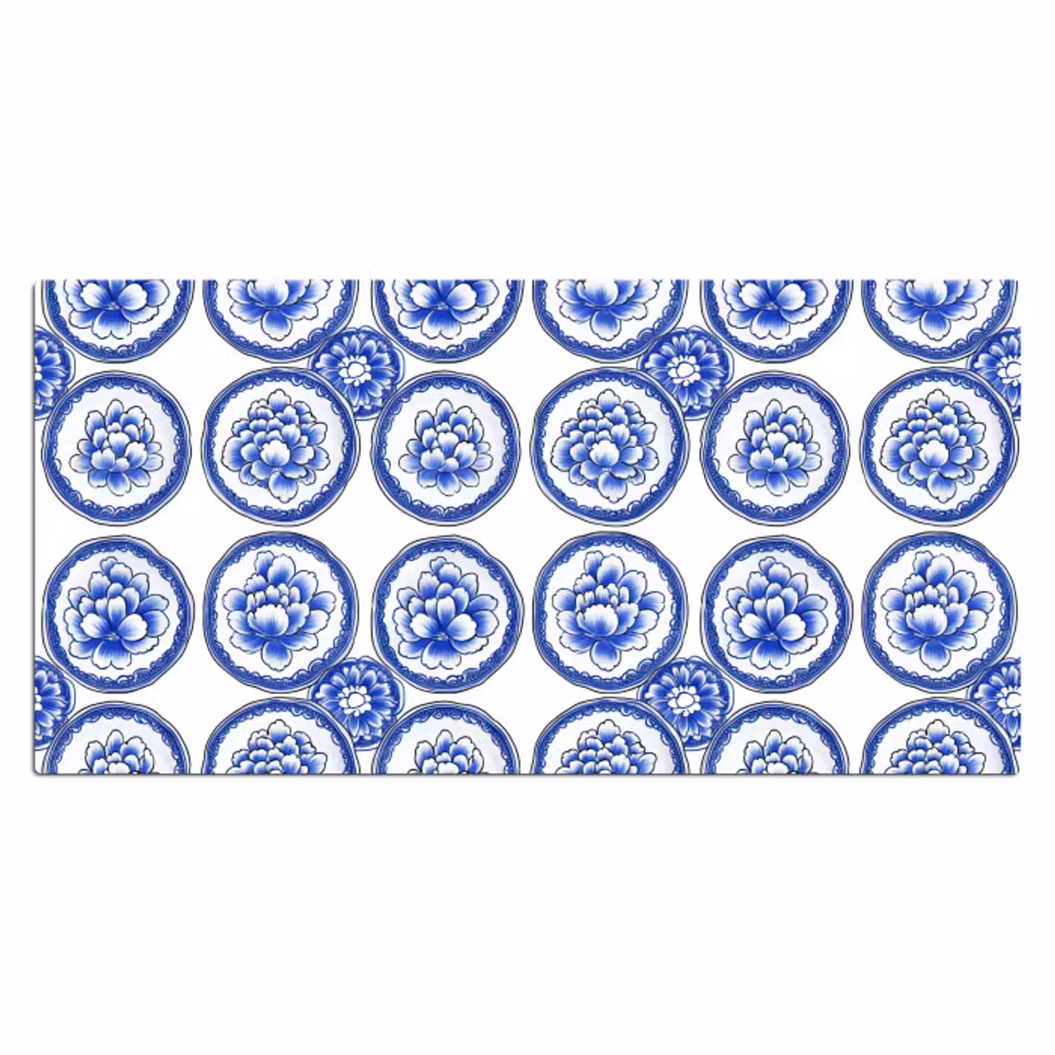 Schreibtischunterlage - Kreise - Blumen - Blau