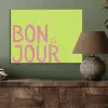 Groen - Smiley - Bonjour - Roze PET vilt klein -sfeer2