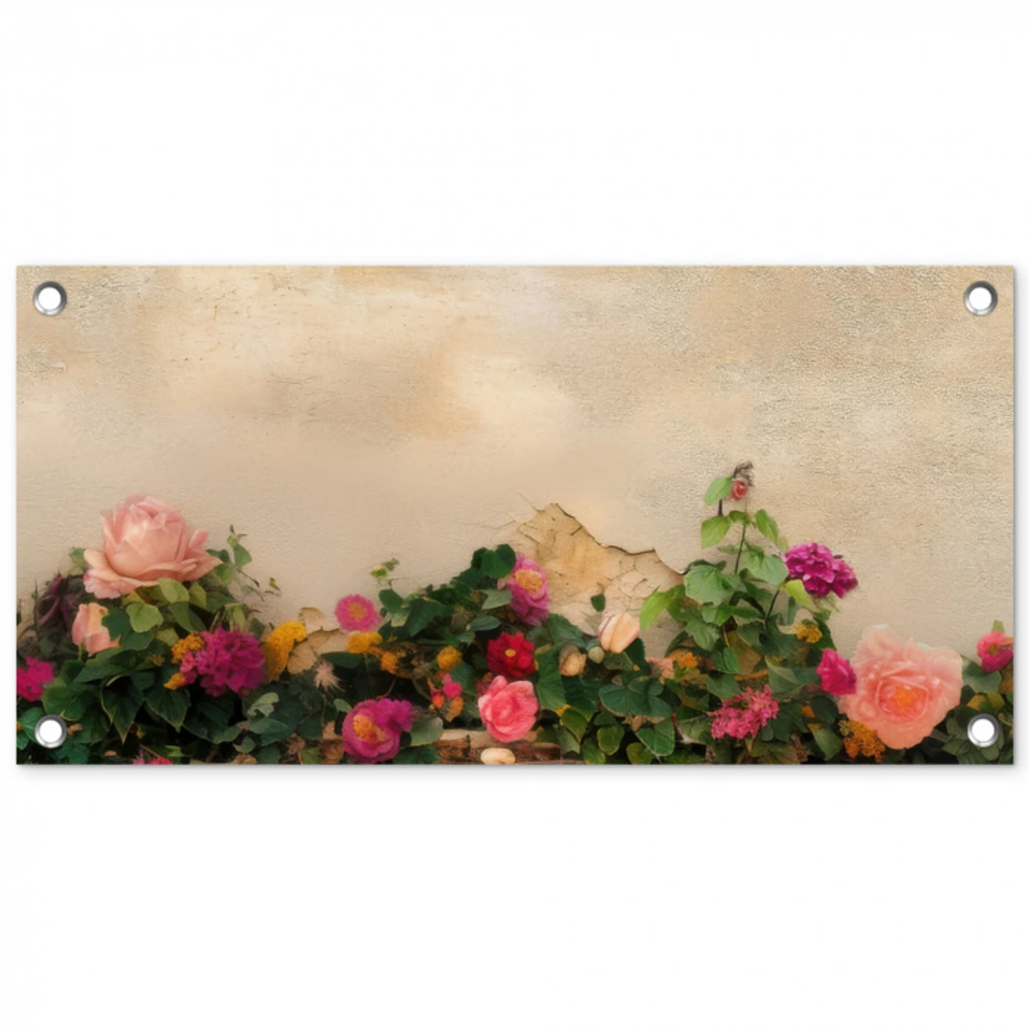 Rozen - Muur - Vintage tuinposter los doek klein -3d