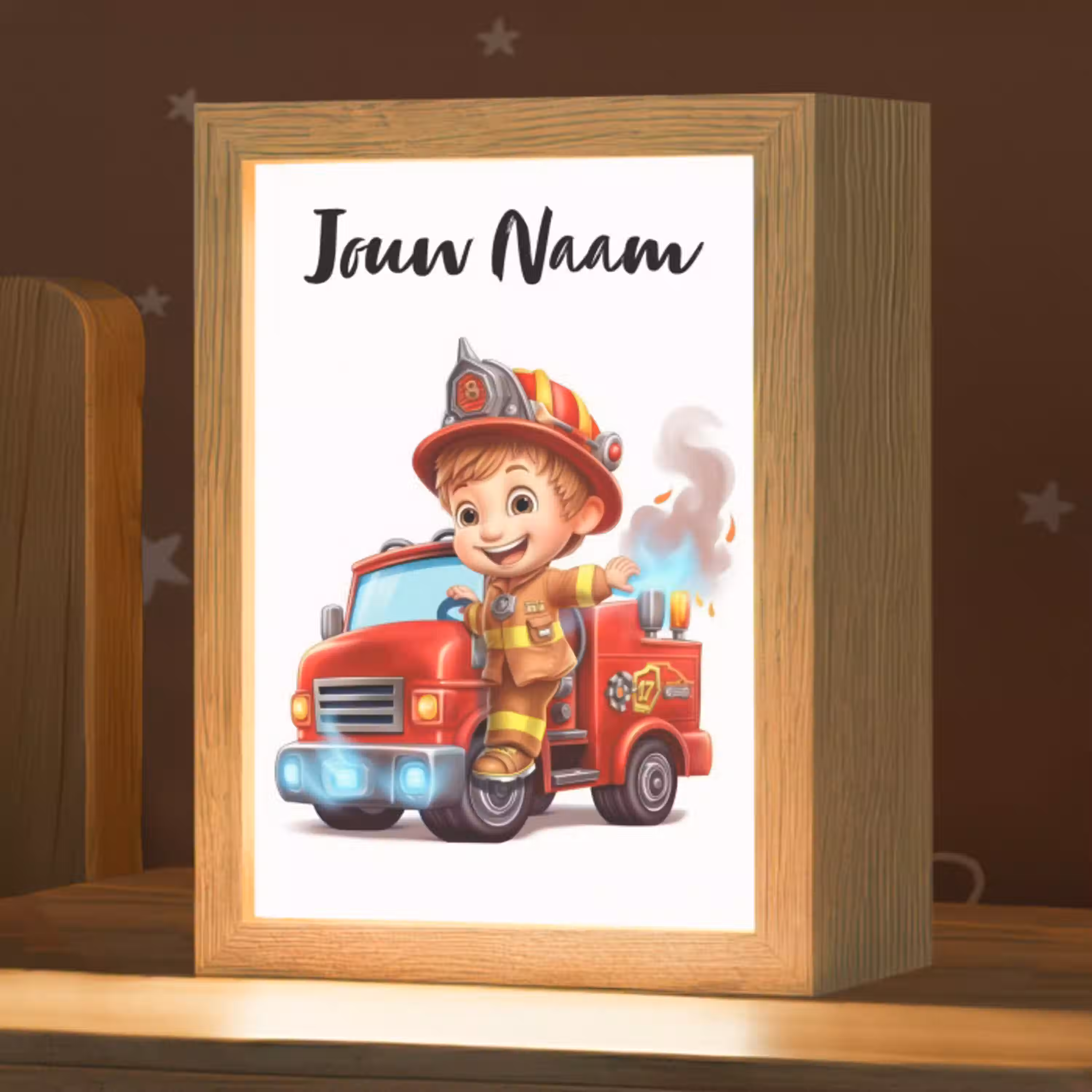 Brandweerwagen - Jongens - Kind - Rood Light Box met kabel (Kinderlampje) klein -zzz_3d_website