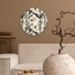 Klassiek - Botanisch - Zwart - Beige Wandcirkel kunststof plaat 5mm dik klein 188 -sfeer1