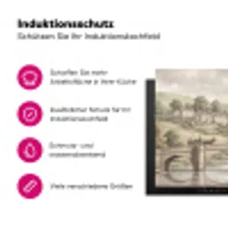 Dorp - Brug - Uitzicht - Groen Inductie beschermer vinyl 3mm klein -zzzzzzz-lf-ups