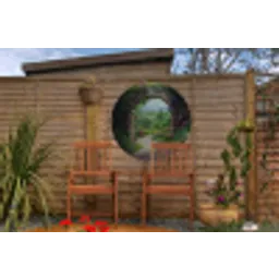 Doorkijk - Landschap - Bloemen - Pad - Uitzicht Wandcirkel tuinposter met ringen klein -buiten3