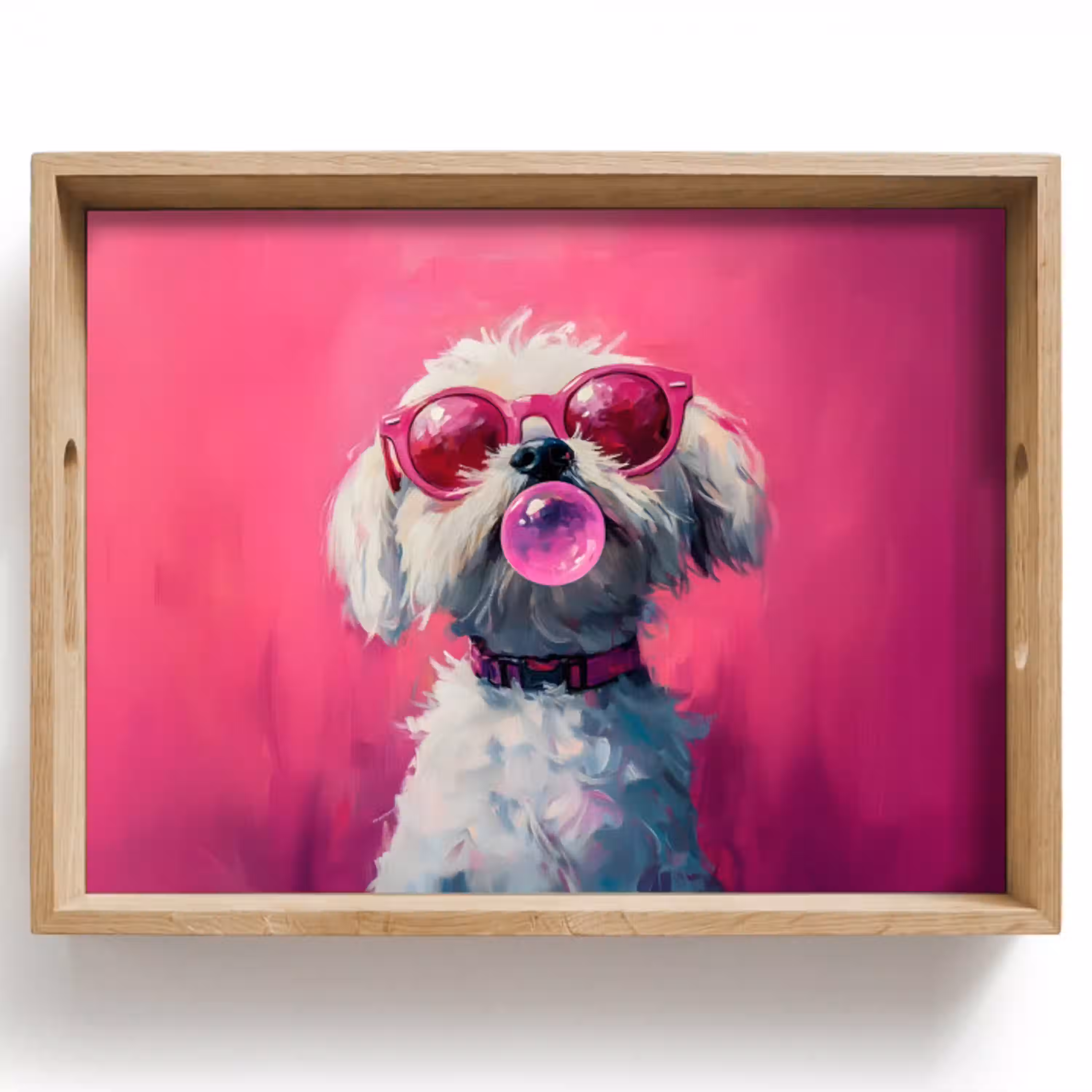Pink - Hond - Bubbel Dienblad Rechthoek middel -z3d_shopping