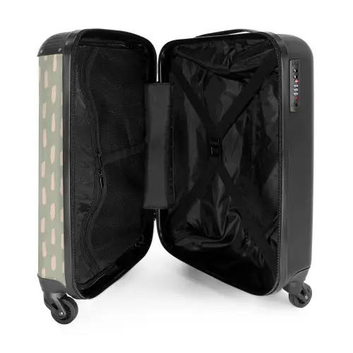 Patronen - Patroon van beige vlekken op Olijfgroene achtergrond NBS - Handbagage koffer - Kinderen Unisex middel -binnenkant