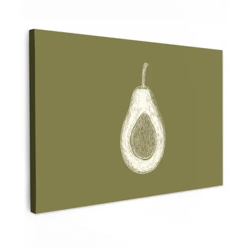 Avocado - Minimalistisch - Illustratie - Groen Tuinposter op houten frame 2 cm dik klein -3d