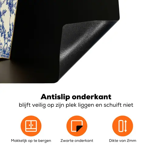 Friet - Porselein - Delfts blauw - Eten Inductie beschermer vinyl 3mm klein -zzzzzzz-td-onderkant