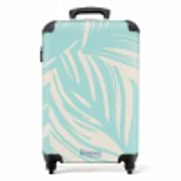 Grote bladeren in lichtblauw met beige NBS - Handbagage koffer - Unisex middel -productfoto_recht