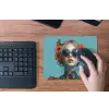 Vrouw - Blauw - Vlinder - Bloemen - Aesthetic muismat rubber klein -toetsenbord