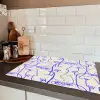 Gezicht - Blauw - Lijnen - Beige Inductie beschermer vinyl 3mm klein 276 -sfeer3
