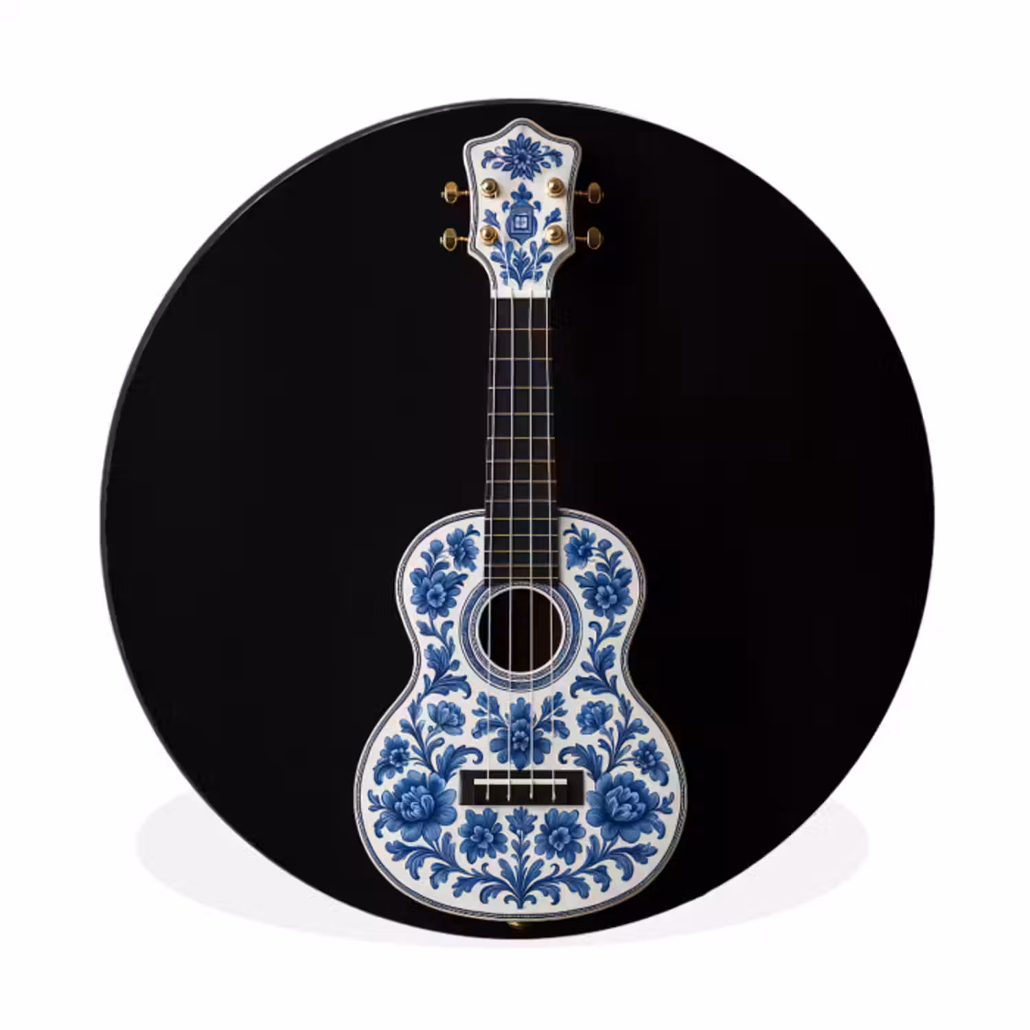 Wandcirkel - aluminium - Ukelele - Delfts - Blauw - Muziek