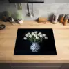Wit - Bloemen - Tulpen - Vaas Inductie beschermer vinyl 3mm middel -sfeer5