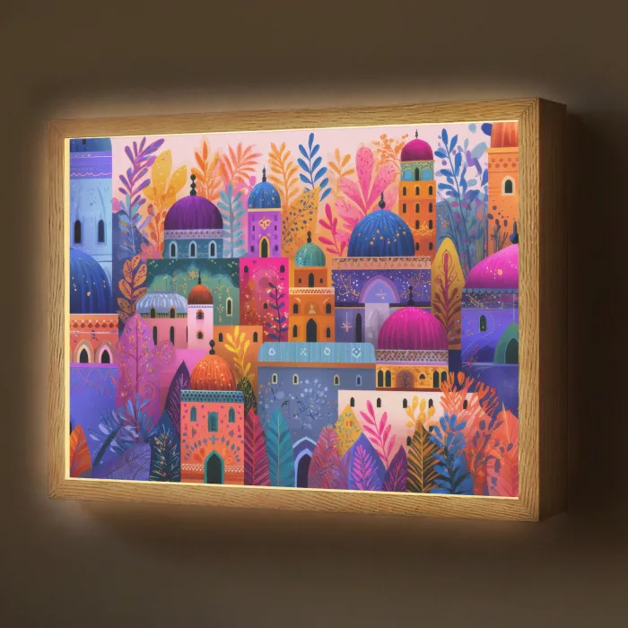 Kleurrijk paradijs - Levendig - Islamitisch Light Box met batterij (Wandlamp) middel -z3d_website