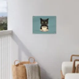 Kat - Zwart - Koffie - Minimalistisch tuinposter los doek klein -sfeer8