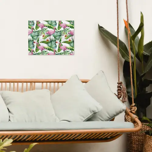 Bladeren - Flamingo - Bloemen - Jungle tuinposter los doek klein -sfeer7