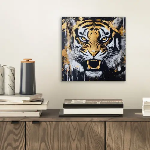 Tijger - Verfspatten - Goud aluminium wit klein -sfeer1
