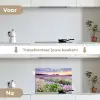 Lavendel - Bloemen - Zonsondergang - Paars - Weide keuken achterwand spatscherm klein -voor_na_NL