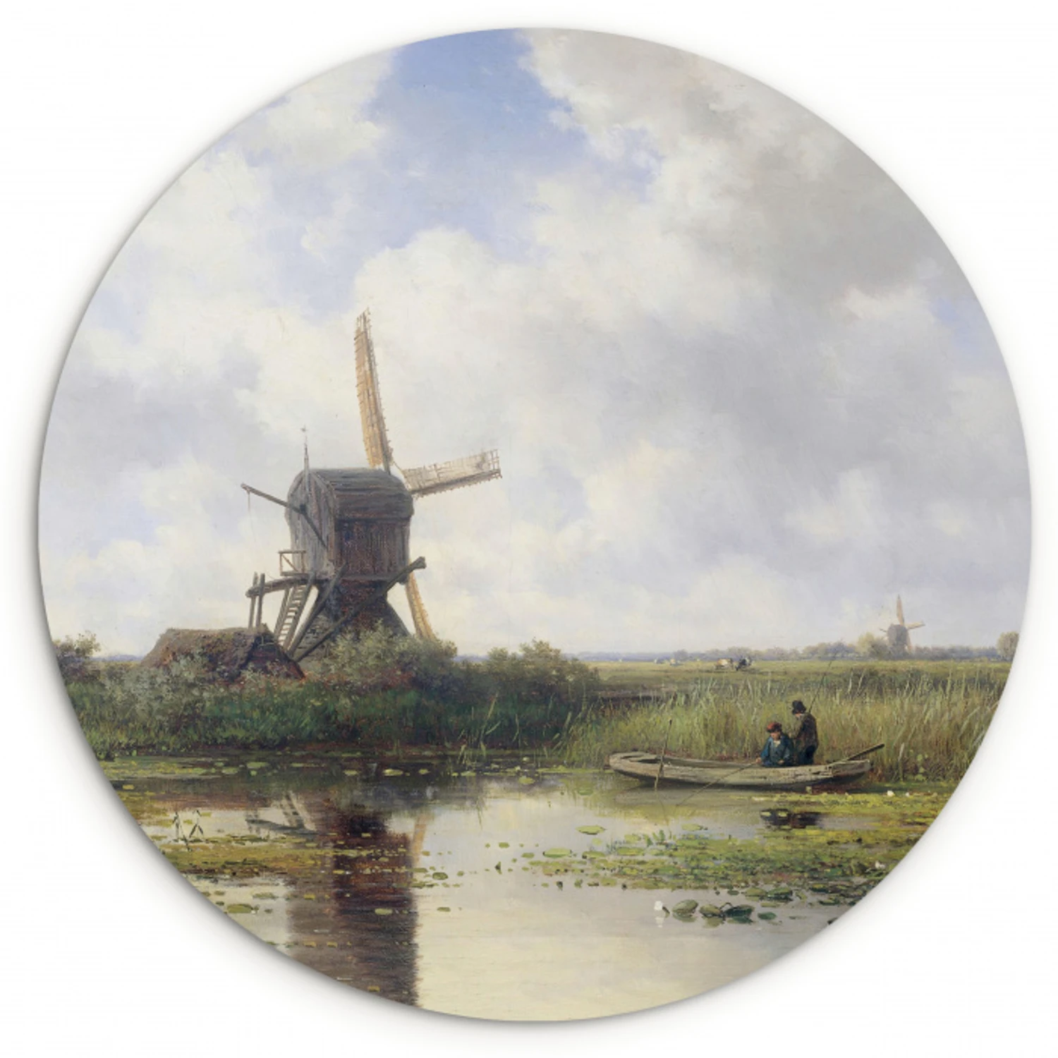 Molen - Willem Roelofs - Oude meesters - Kunst Wandcirkel kunststof plaat 5mm dik klein -3d