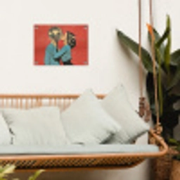 Vrouw - Retro - Discobal - Kus tuinposter los doek klein -sfeer7