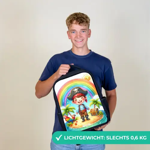 Piraat op een eiland met een schat Rugzak - Zwart middel -sfeer7_NL