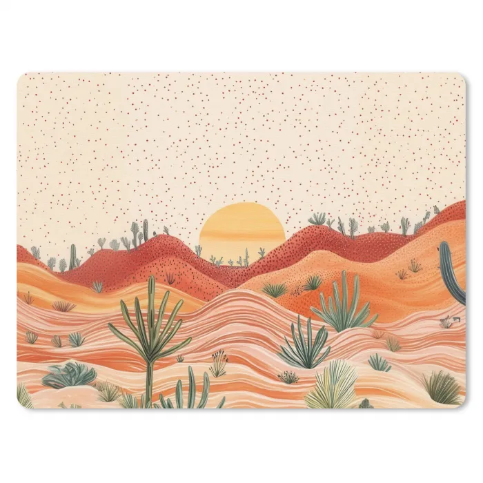 Landschap - Heuvels - Zonsondergang muismat rubber klein -3d