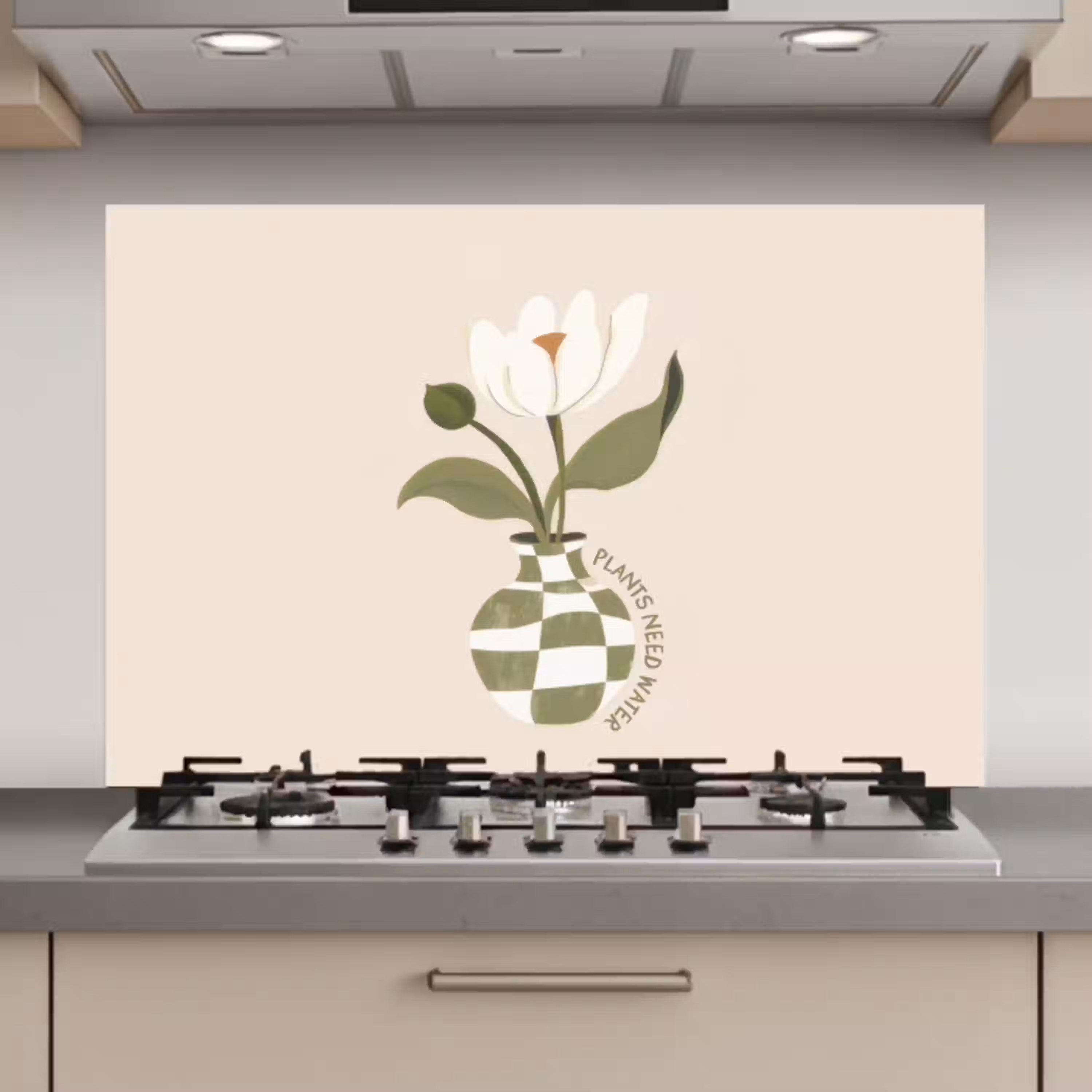Bloem - Wit - Vaas - Quote keuken achterwand spatscherm klein -3d_website