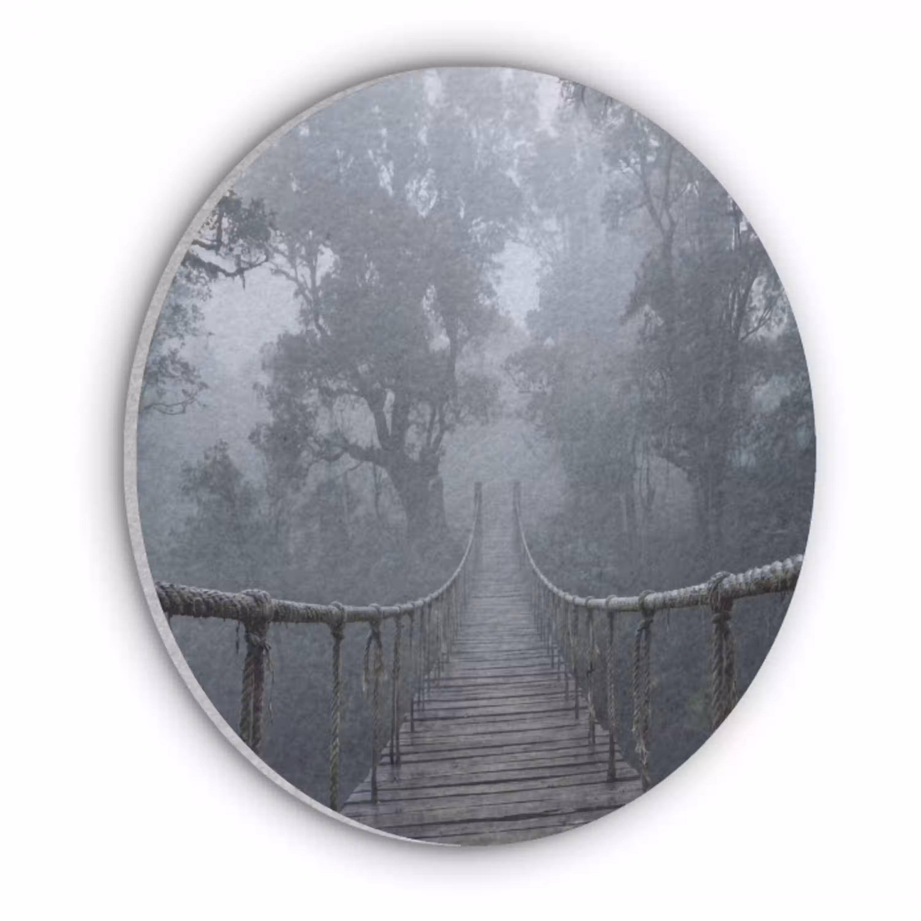 Brug - Jungle - Mist - Natuur Akoestische PET Vilt - Rond klein -3d