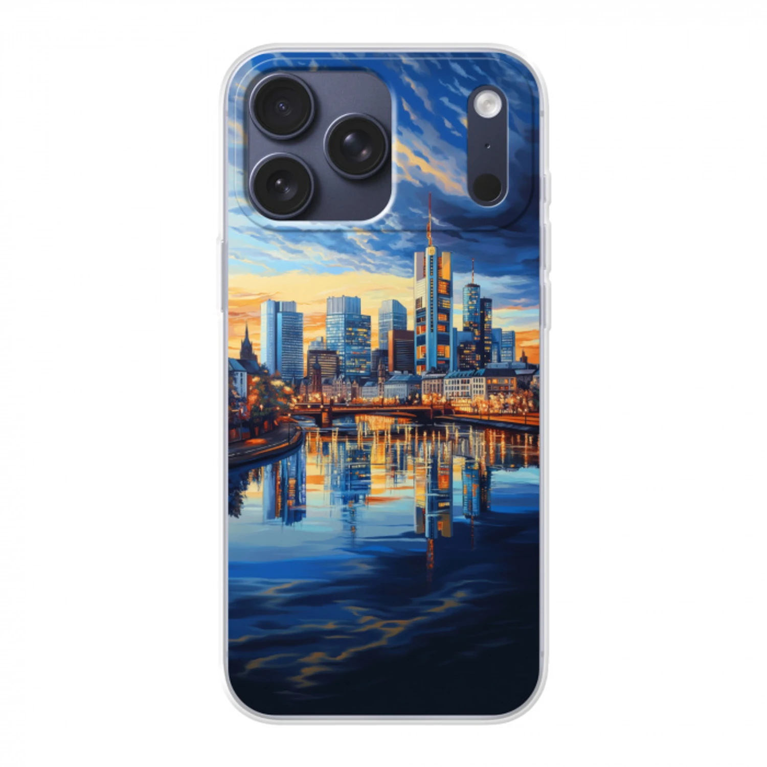Zonsondergang Frankfurt - Stad - Skyline - Water Telefoonhoesje iPhone 17 Pro Max klein -3d