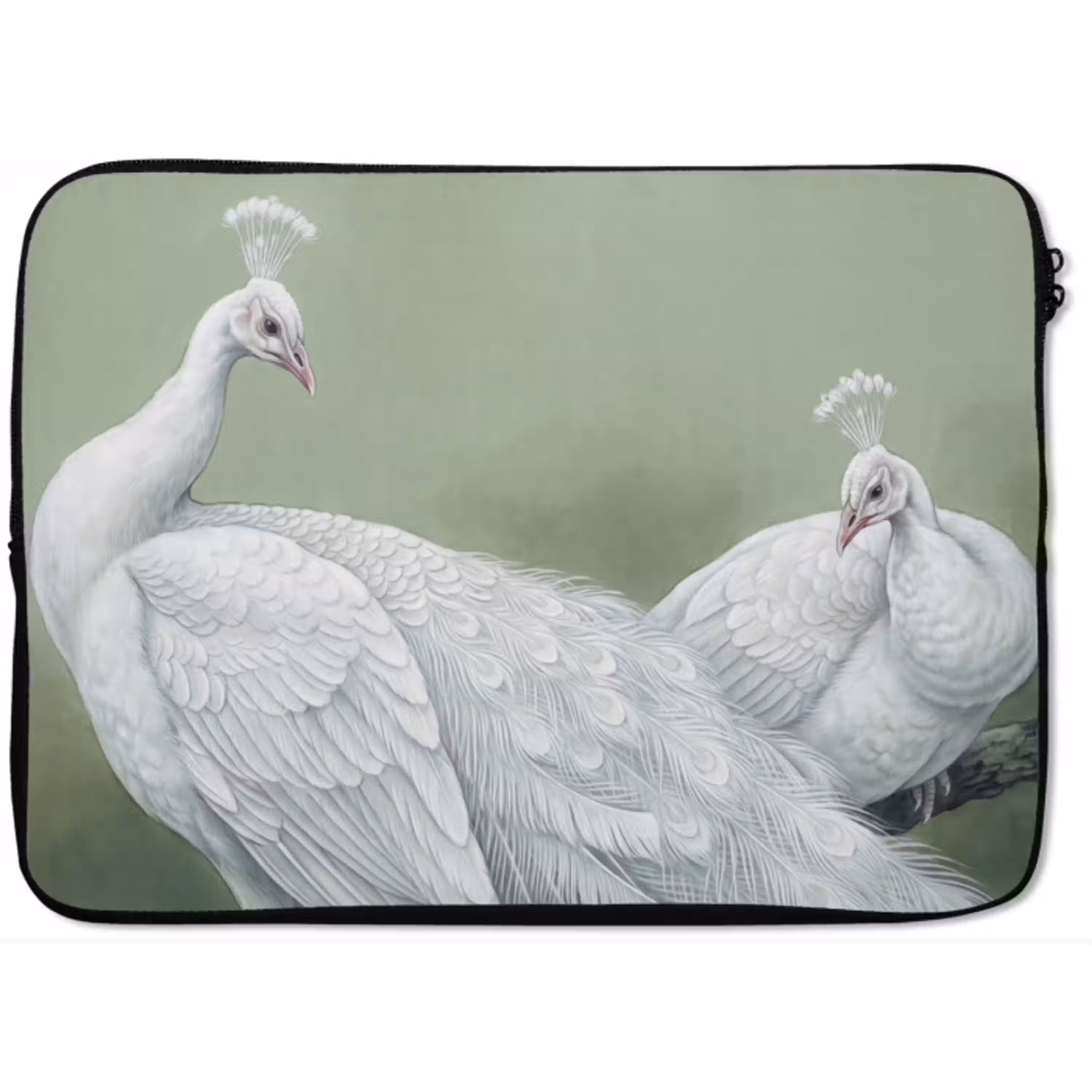 Pauwen - Wit - Natuur - Groen laptophoes neopreen klein -zkaufland3dotto