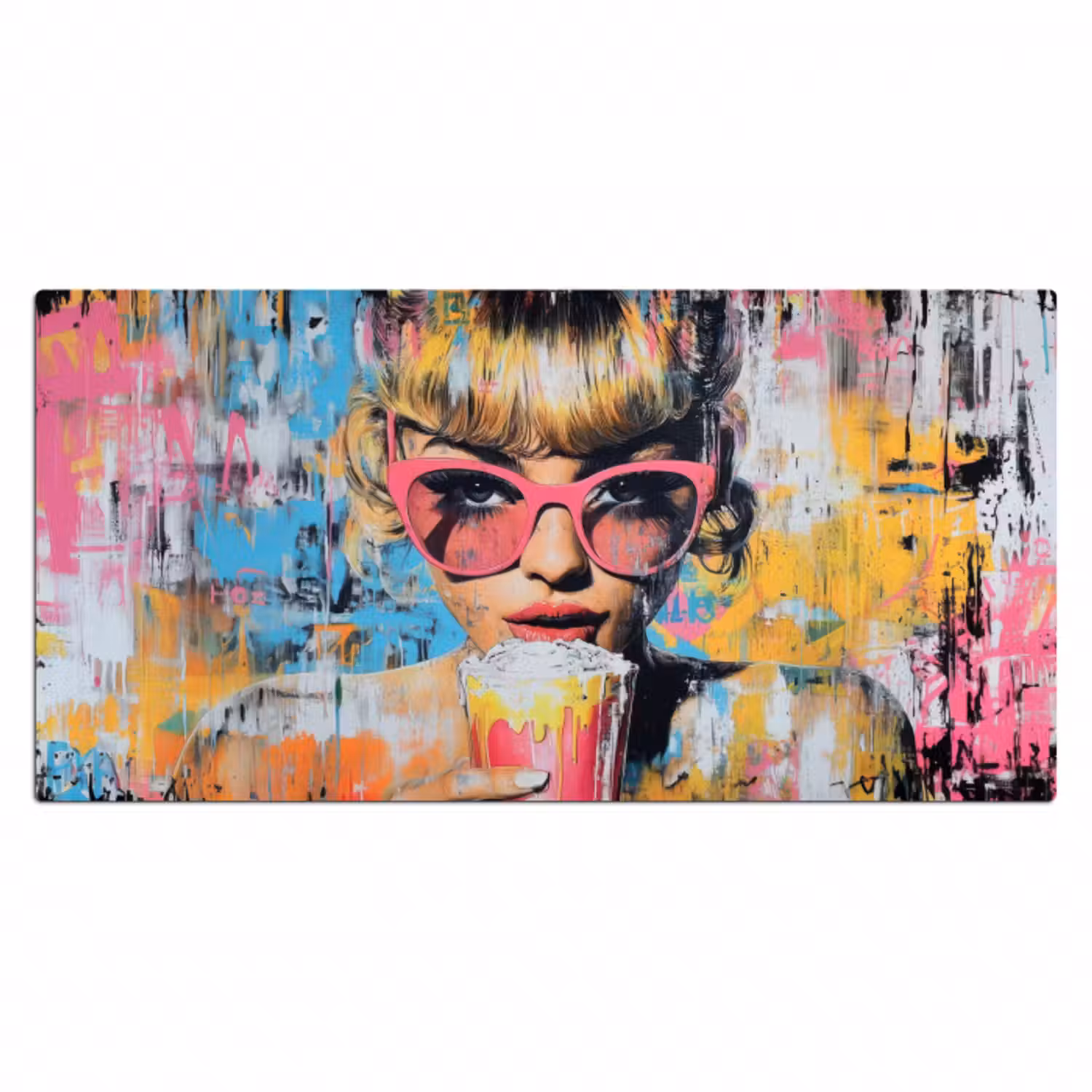 Schreibtischunterlage - Sonnenbrille - Frau - Bunt - Farbspritzer