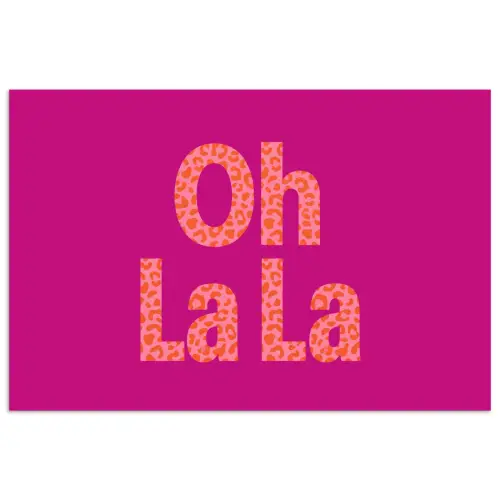 Oh la la - Luipaardprint - Roze poster papier klein -3d
