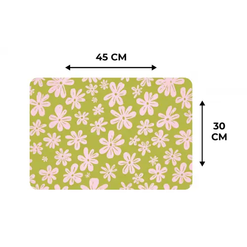 Bloemen - Roze - Getekend - Patroon Placemat vinyl groot -specs
