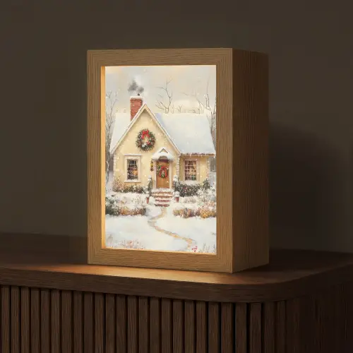 Kerst - Huis - Winter - Sneeuw Light Box met kabel (Tafellamp) klein -z3d_website